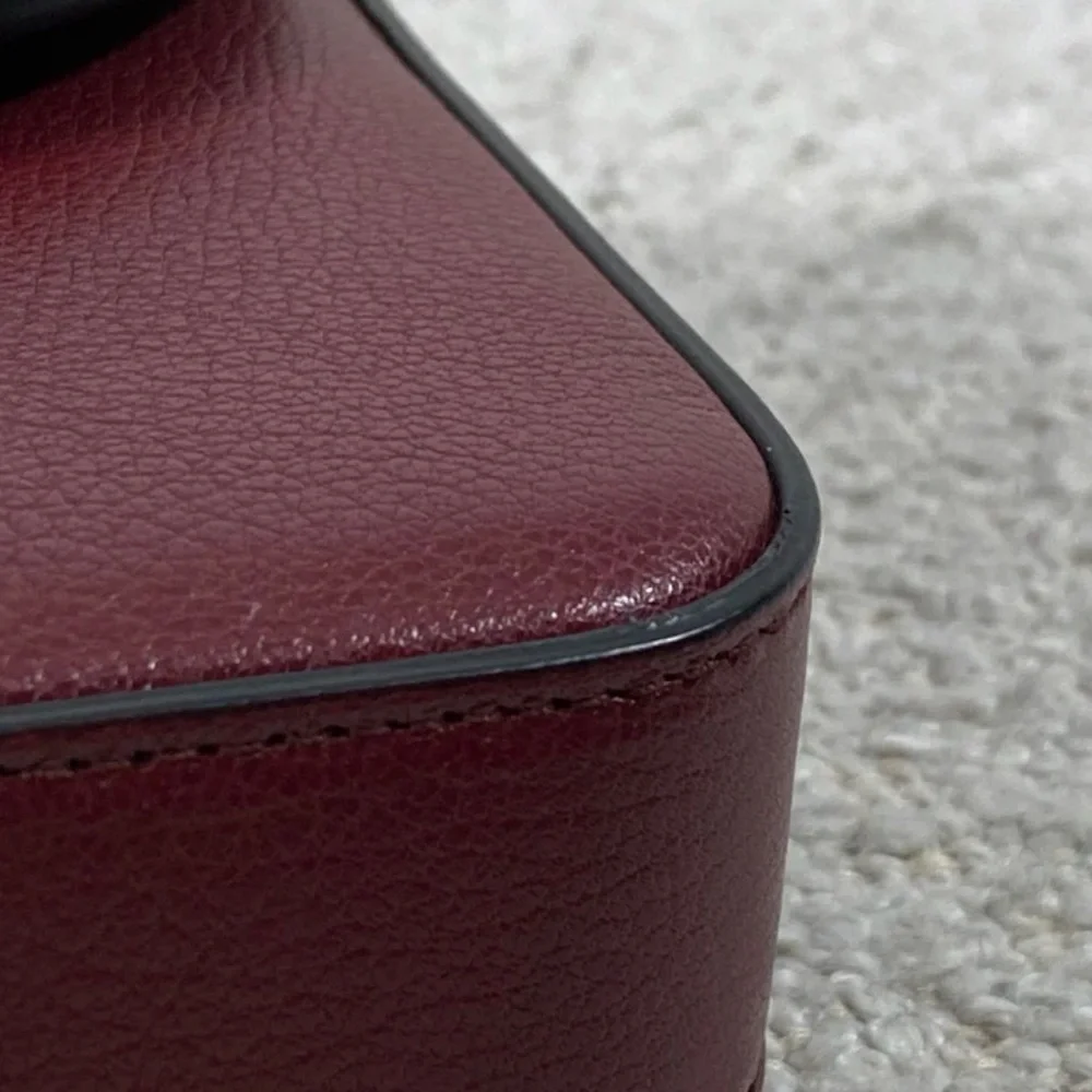 Authentic Pre-Owned Dior Medium Saddle Pouch with Chain Burgundy Goatskin - Picture 8 of 16